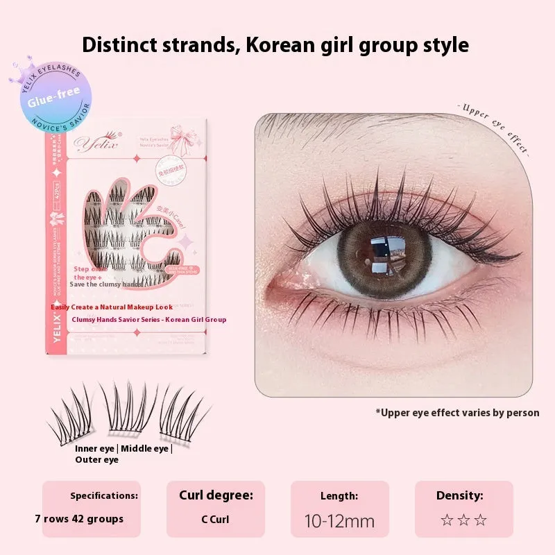 Glue-free self-adhesive false eyelashes in high-grade fibre with 0.07C thickness, shown in a natural style