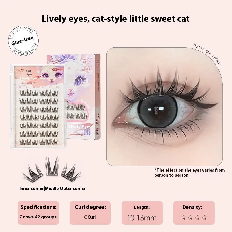 Glue-free self-adhesive false eyelashes in high-grade fibre with 0.07C thickness, shown in a natural style