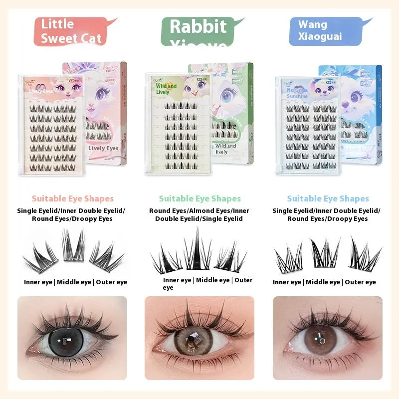 Glue-free self-adhesive false eyelashes in high-grade fibre with 0.07C thickness, shown in a natural style