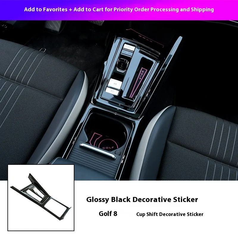 Car interior gearshift panel decoration frame in bright black ABS plastic finish