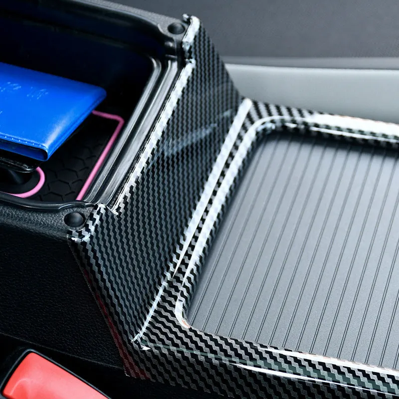 Car interior gearshift panel decoration frame in bright black ABS plastic finish