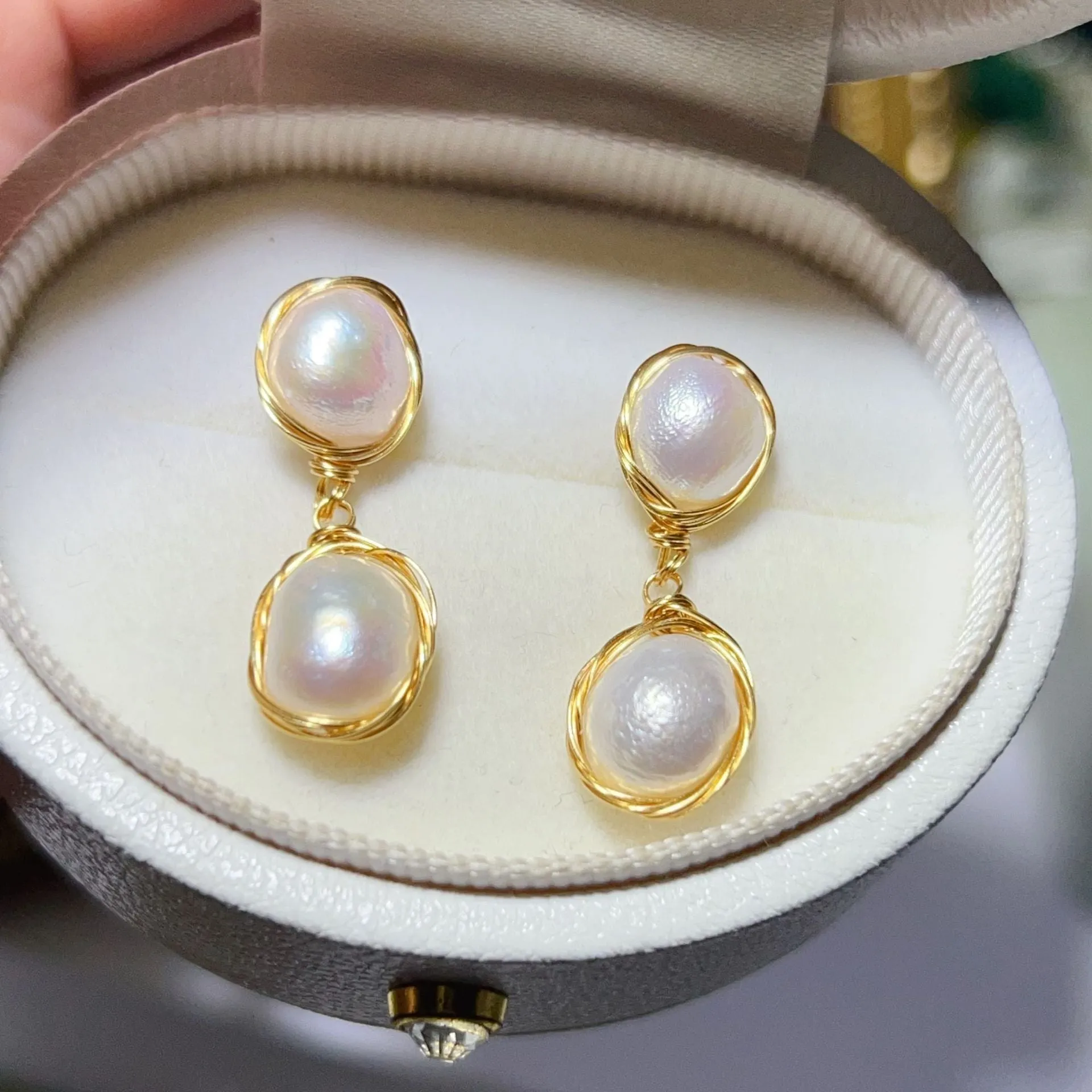 Natural real pearl drop earrings with handmade tassel in white colour for women simple design