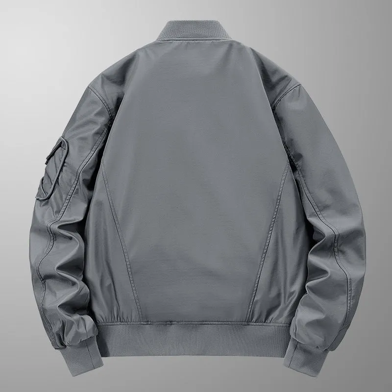 Men's nylon pilot jacket with multiple pockets in Army Green, windproof retro coat