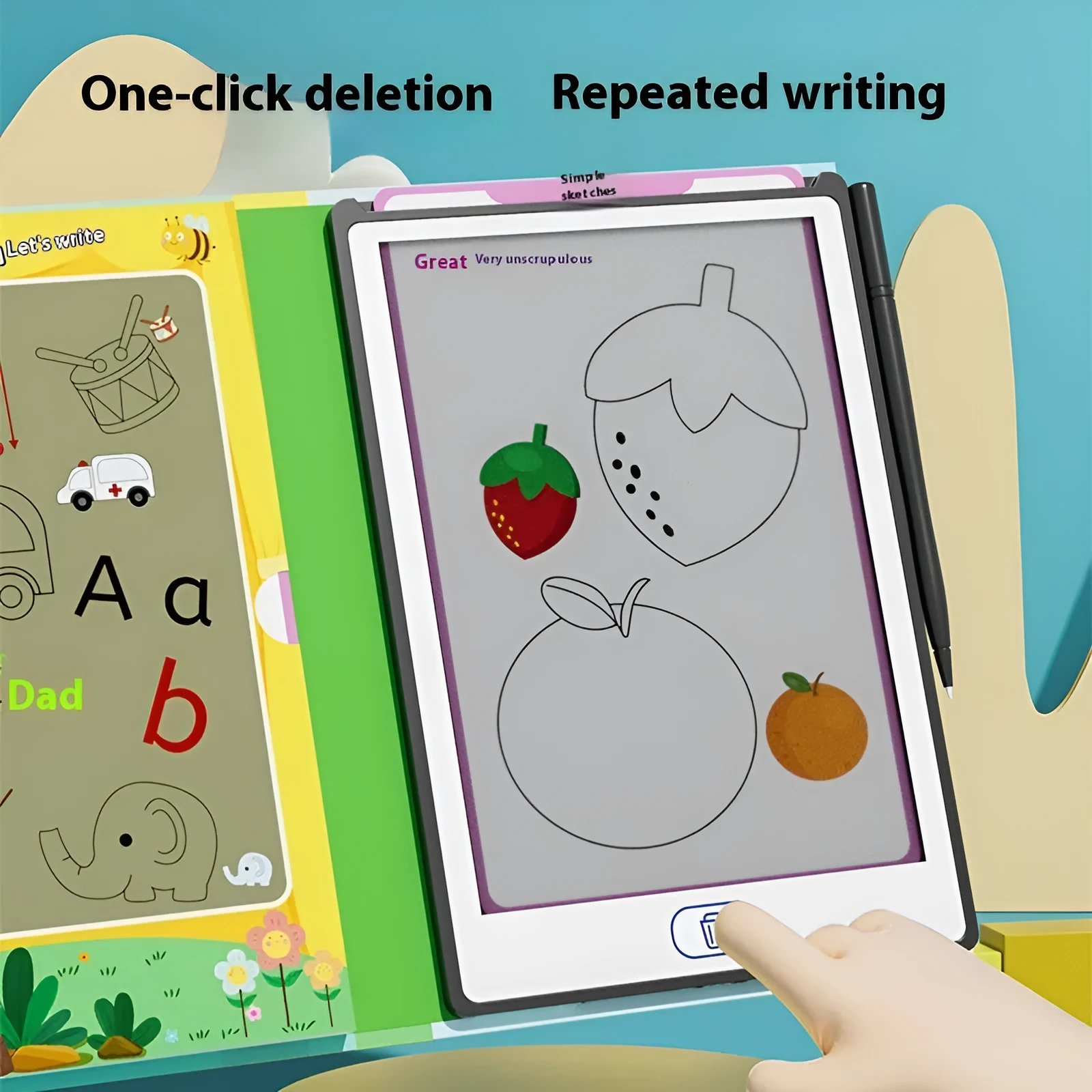 85-inch transparent LCD handwriting board with copy pen on table