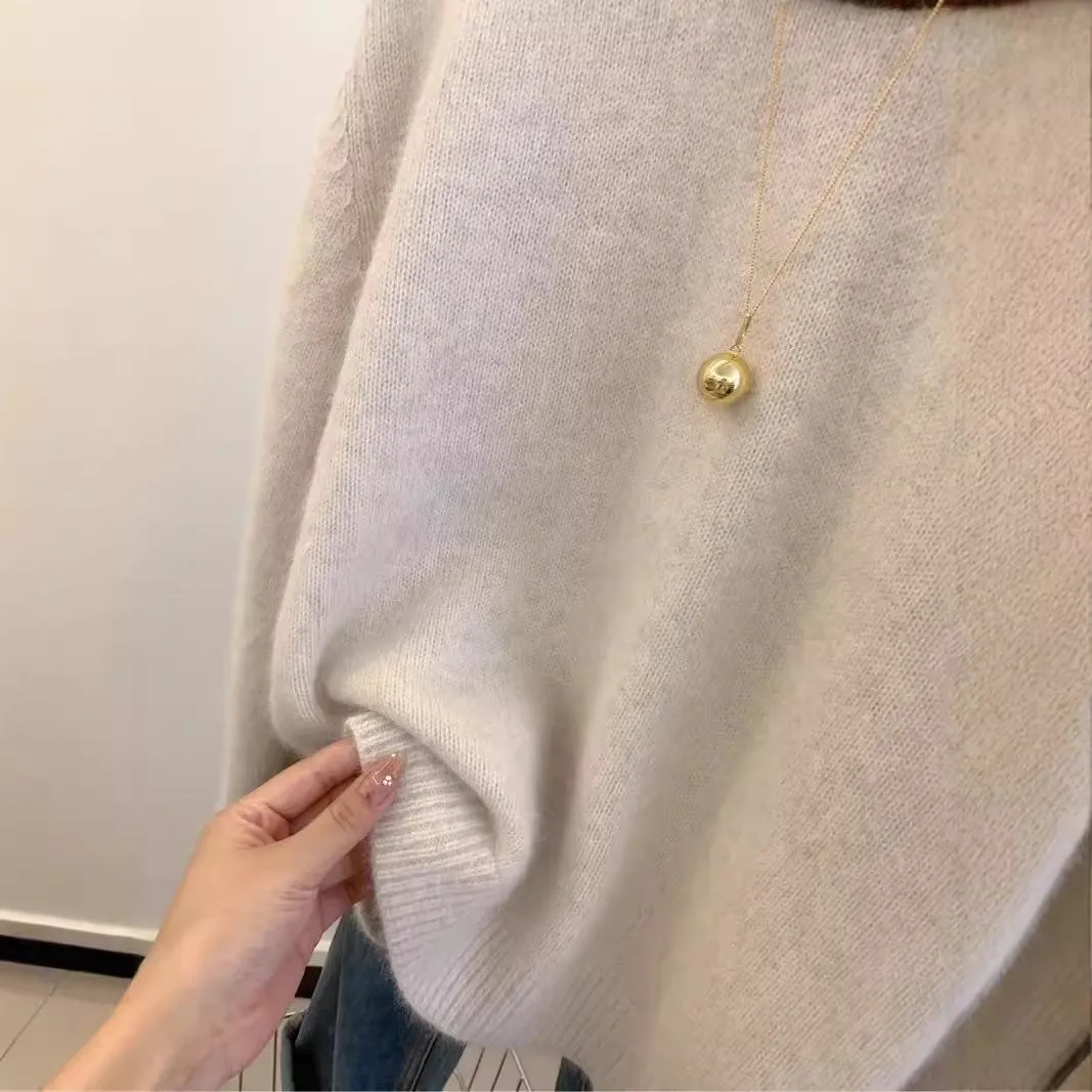 Idle Style soft glutinous polyester knitwear top in beige color, free size, pullover design for temperate commute