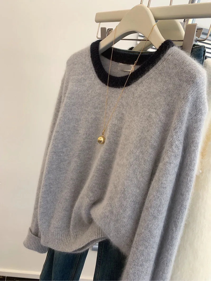 Idle Style soft glutinous polyester knitwear top in beige color, free size, pullover design for temperate commute