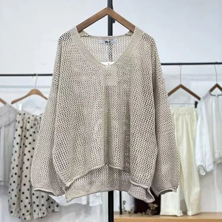 Loose polyester mesh sun protection top with princess sleeves in Chinese style, available in multiple colours and sizes