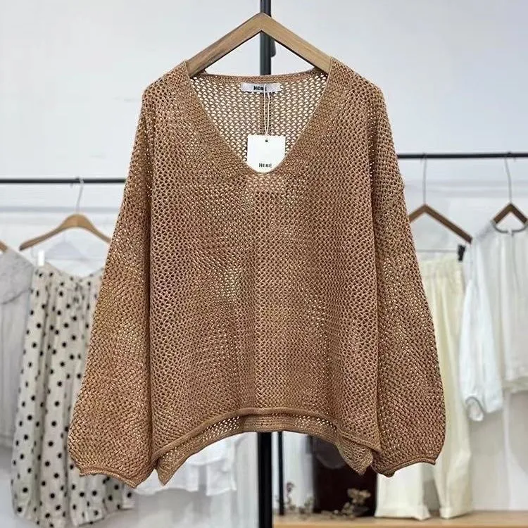 Loose polyester mesh sun protection top with princess sleeves in Chinese style, available in multiple colours and sizes