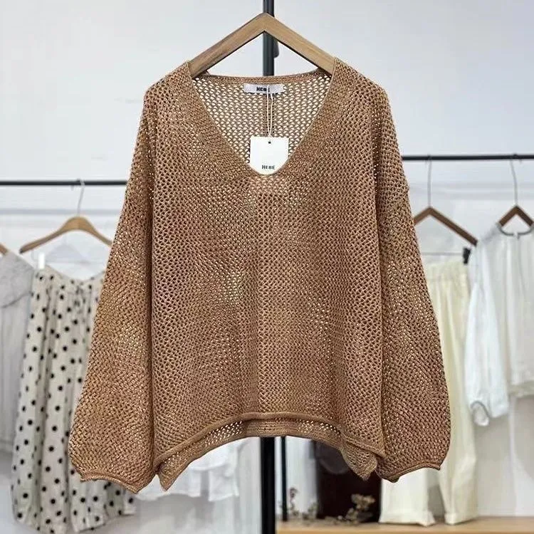 Loose polyester mesh sun protection top with princess sleeves in Chinese style, available in multiple colours and sizes