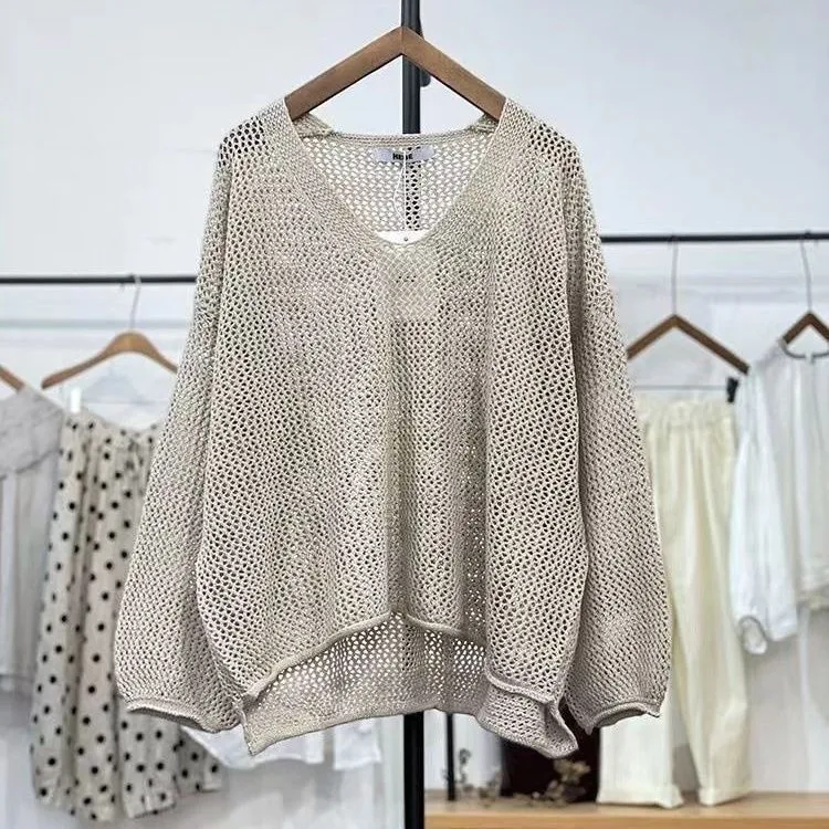 Loose polyester mesh sun protection top with princess sleeves in Chinese style, available in multiple colours and sizes