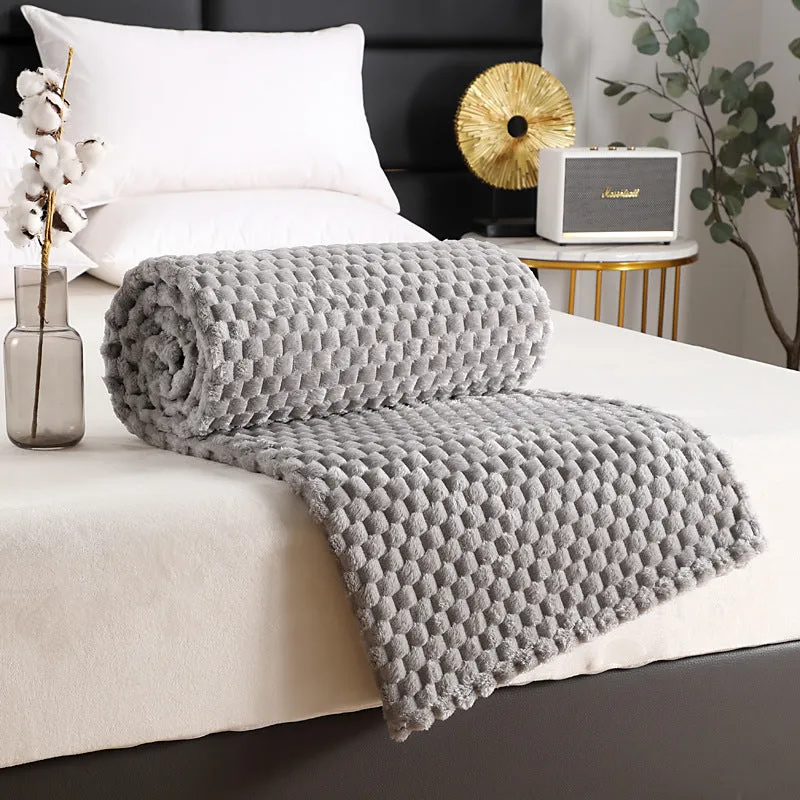 Flannel solid colour cover blanket in Beige, polyester fibre, 150x200cm size option