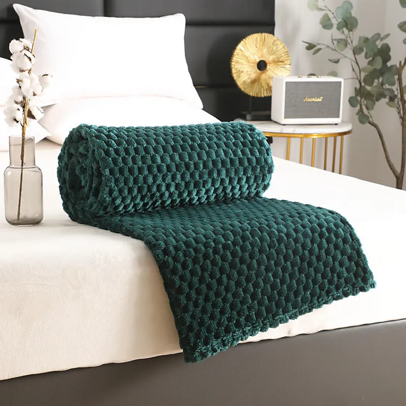 Flannel solid colour cover blanket in Beige, polyester fibre, 150x200cm size option