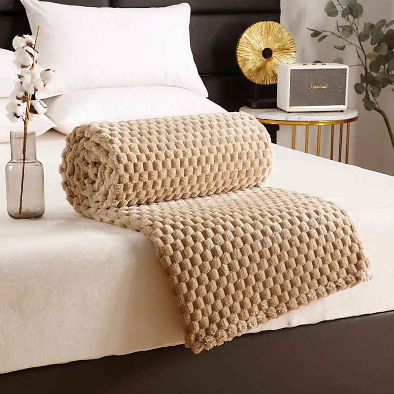 Flannel solid colour cover blanket in Beige, polyester fibre, 150x200cm size option
