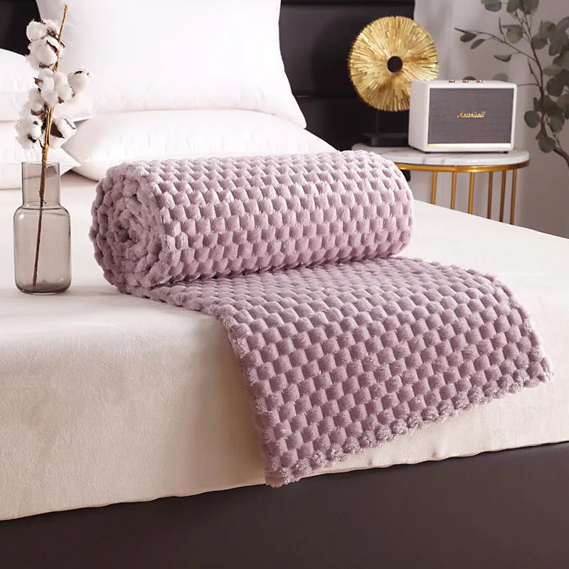 Flannel solid colour cover blanket in Beige, polyester fibre, 150x200cm size option