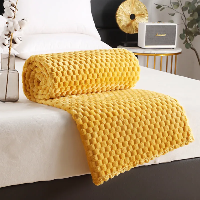 Flannel solid colour cover blanket in Beige, polyester fibre, 150x200cm size option