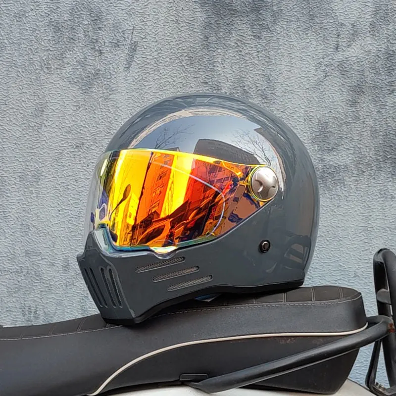 Harley retro motorcycle helmet in cement gray with silver plating, half-shell design for men and women