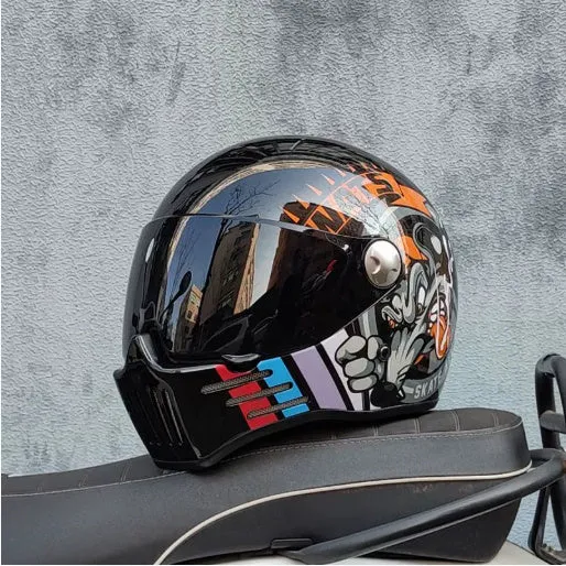Harley retro motorcycle helmet in cement gray with silver plating, half-shell design for men and women