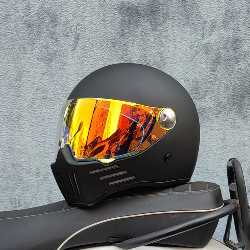 Harley retro motorcycle helmet in cement gray with silver plating, half-shell design for men and women
