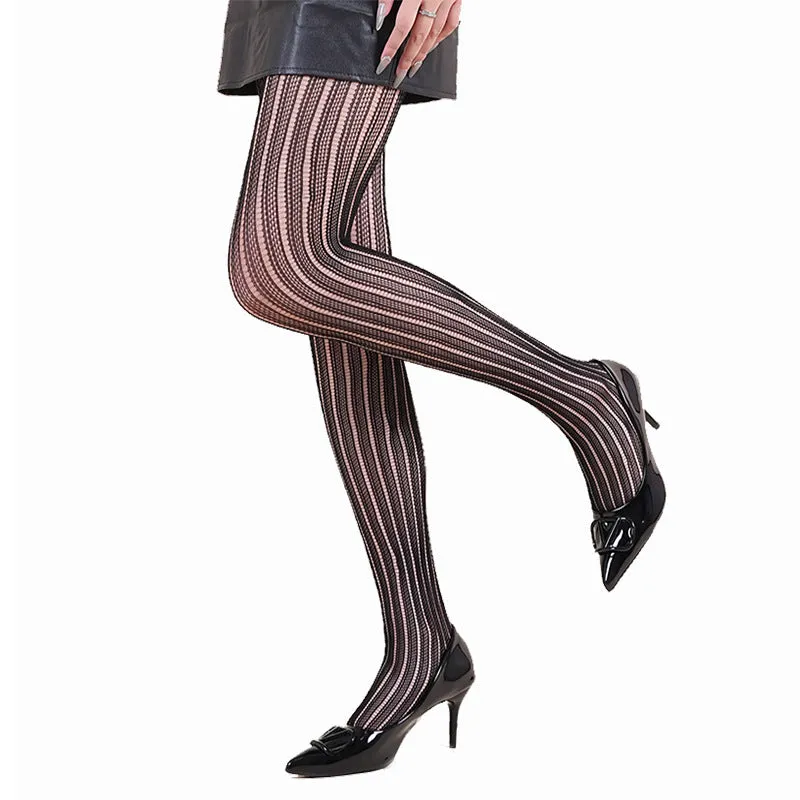 Halloween spider web leopard print fishnet stockings on women's legs, seamless black nylon with pattern