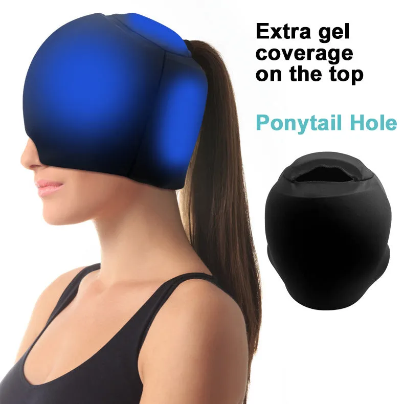 Solid colour cold compress head cap with fully enclosed design for cooling therapy
