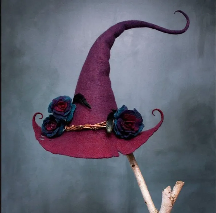 Halloween felt witch hat with classic pointy design for costume use