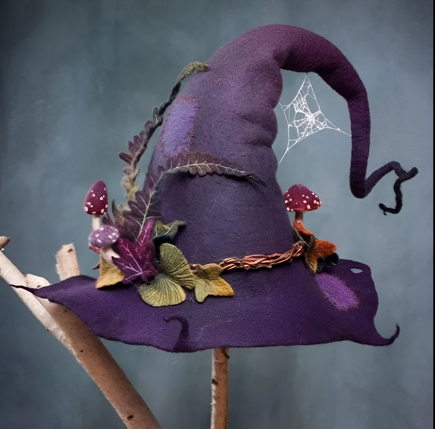 Halloween felt witch hat with classic pointy design for costume use