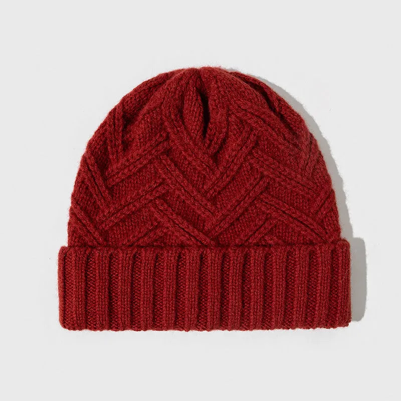 Wool knitted dome crown hat for women in one of six colours: ivory white, khaki, red, brown, grey, or black.