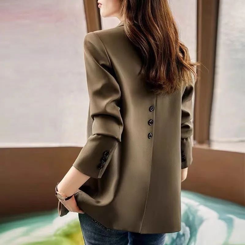 Women's split mid-length tailored suit top in green with three-dimensional pattern, long sleeves, regular fit