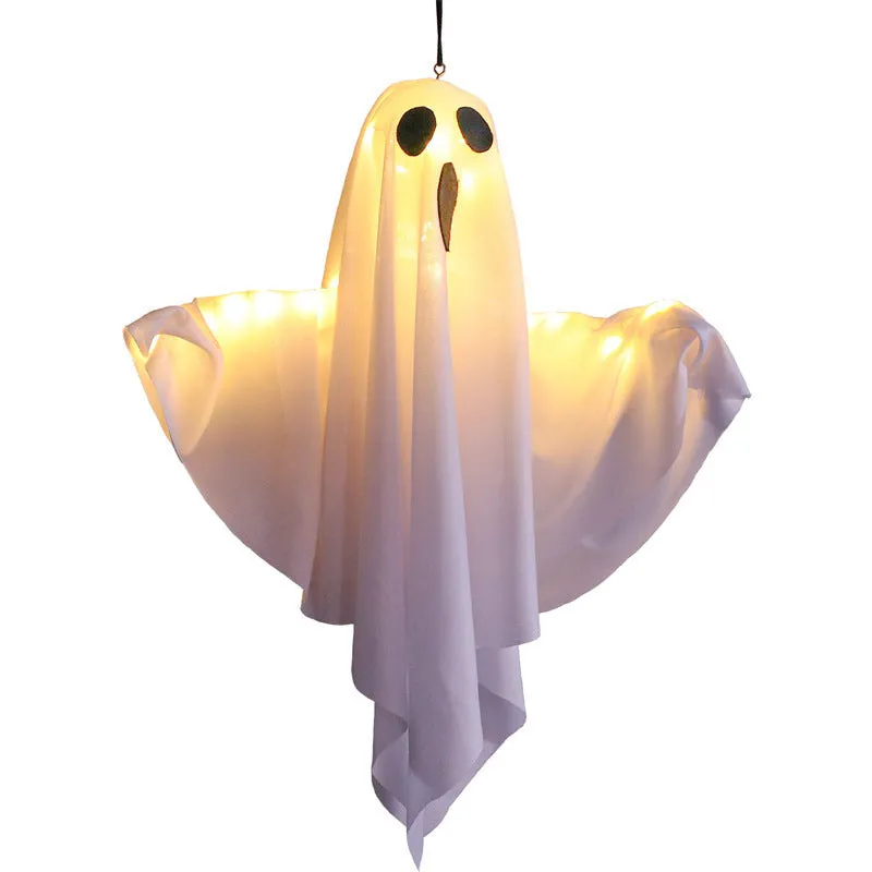 Halloween ghost light decoration with cloth material ghost scream design in white and orange colour options