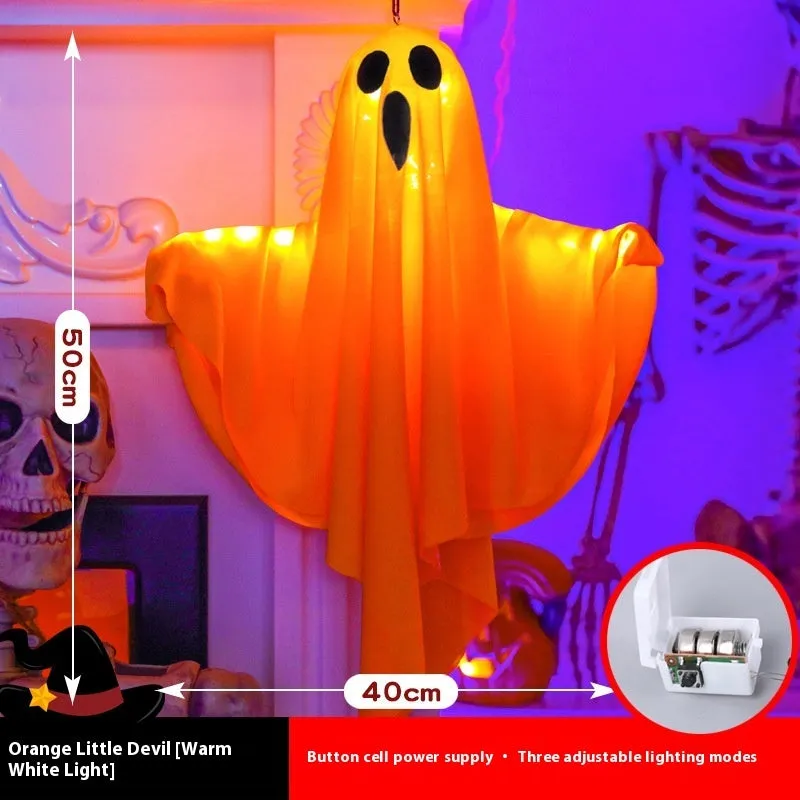 Halloween ghost light decoration with cloth material ghost scream design in white and orange colour options