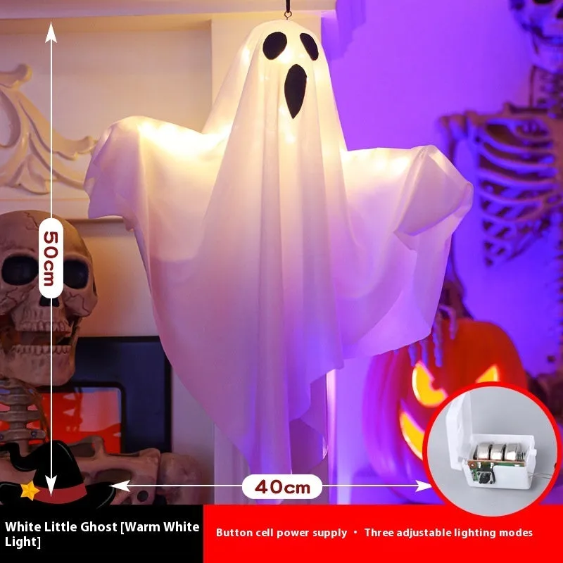 Halloween ghost light decoration with cloth material ghost scream design in white and orange colour options