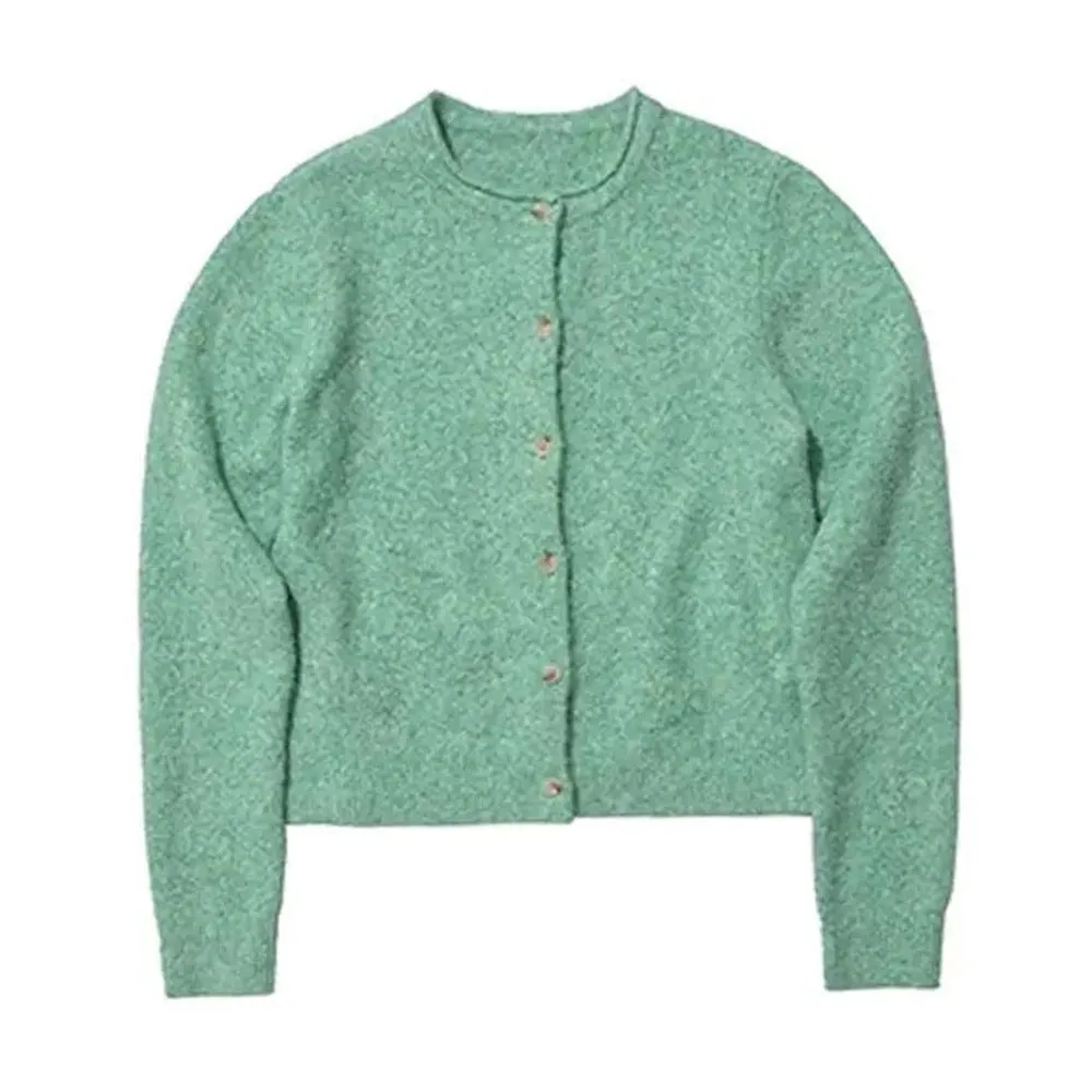 Loose lazy style knitwear top for women, cardigan with splice detail, long sleeves, free size, polyester fabric