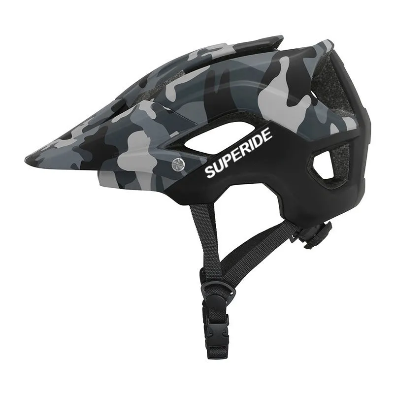 Ultra-light mountain bike helmet in camouflage colour with integrated PC shell, size M or L