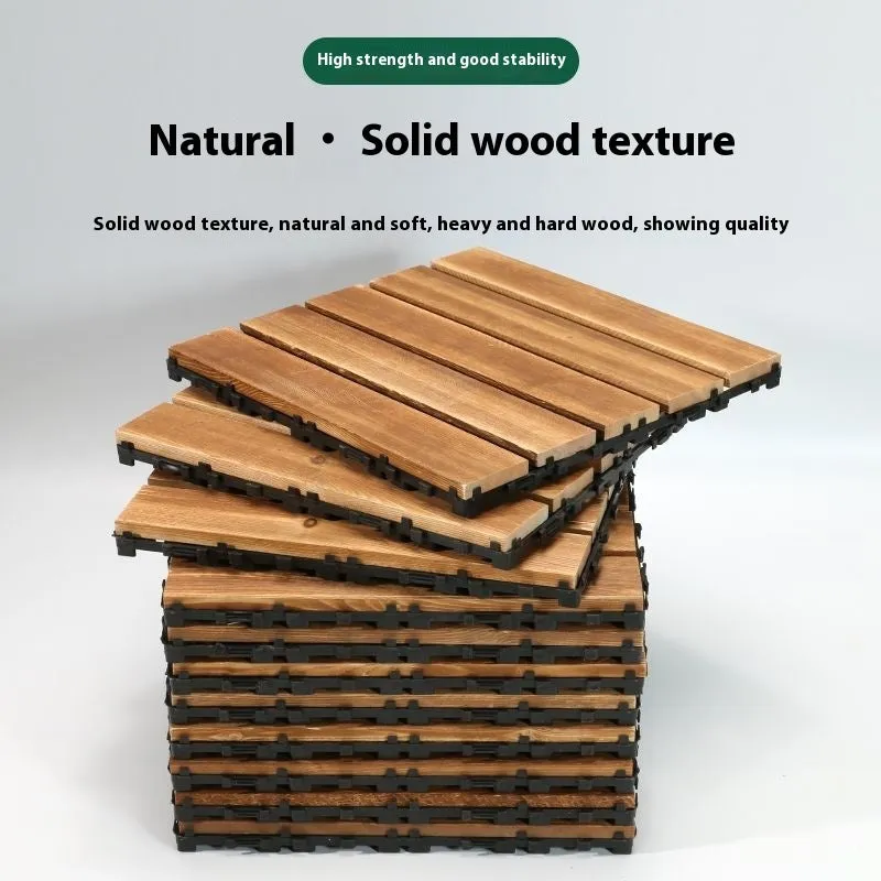 Camphor pine wood flooring tiles measuring 30x30cm with modern simplicity styling