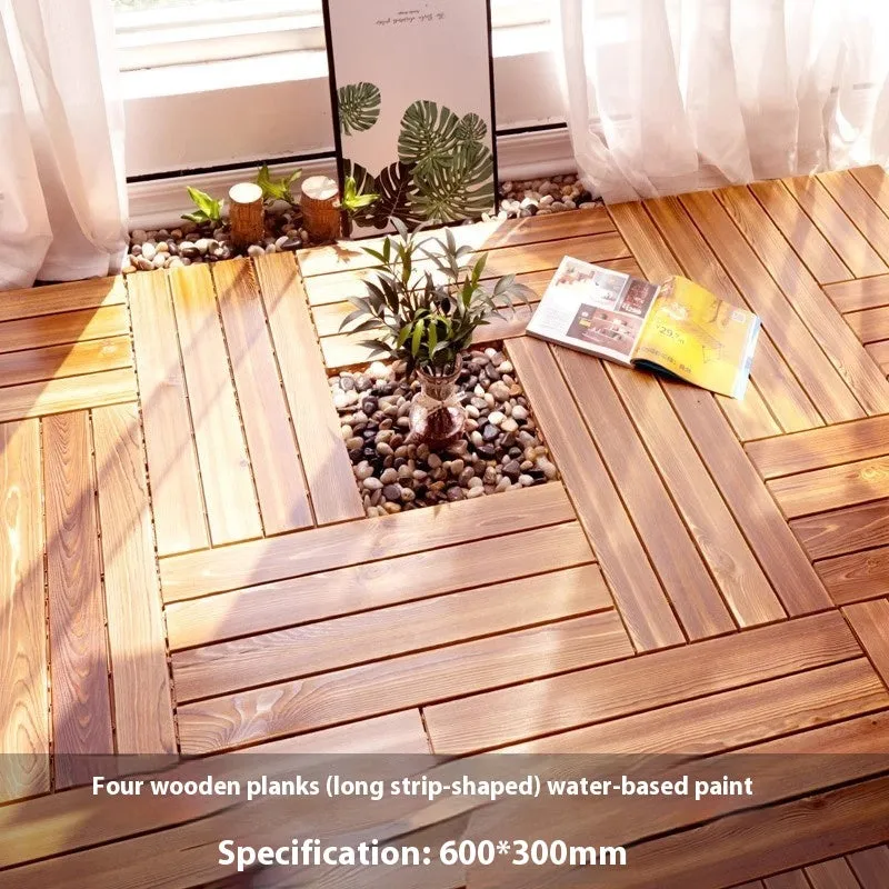 Camphor pine wood flooring tiles measuring 30x30cm with modern simplicity styling