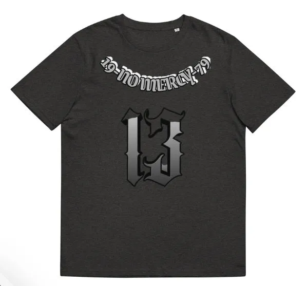 Man wearing a burgundy casual T-shirt with a 3D digital print design on the front.