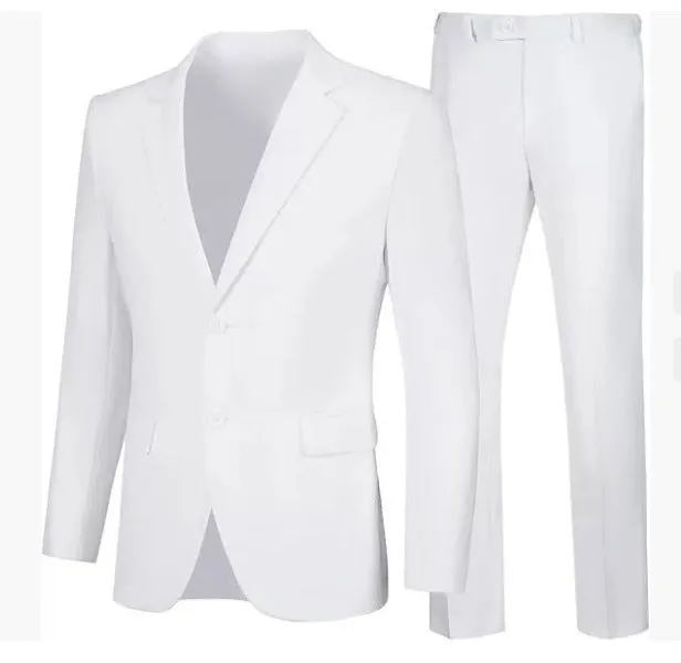 Men's slim fit viscose wedding dinner suit jacket set with matching trousers in five colours