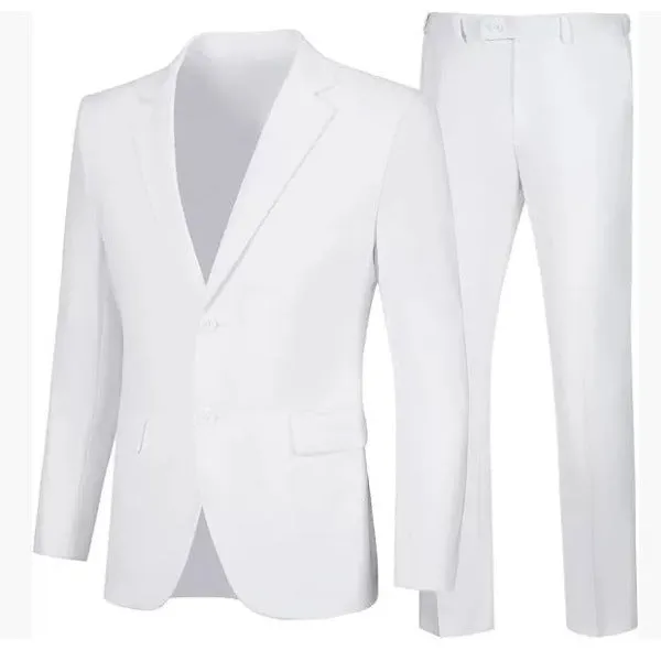 Men's slim fit viscose wedding dinner suit jacket set with matching trousers in five colours