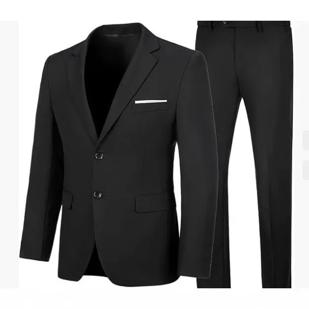 Men's slim fit viscose wedding dinner suit jacket set with matching trousers in five colours
