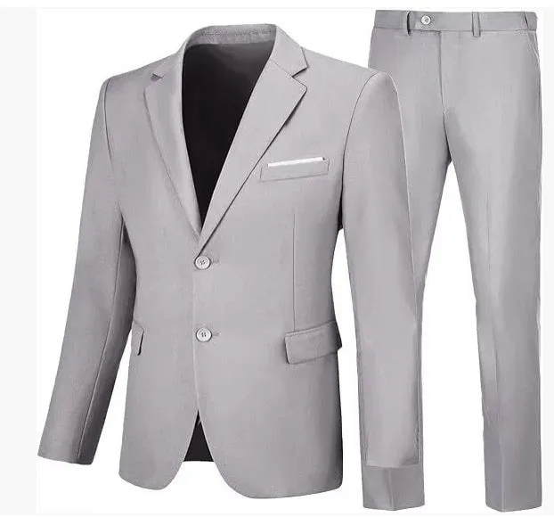 Men's slim fit viscose wedding dinner suit jacket set with matching trousers in five colours