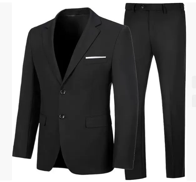 Men's slim fit viscose wedding dinner suit jacket set with matching trousers in five colours