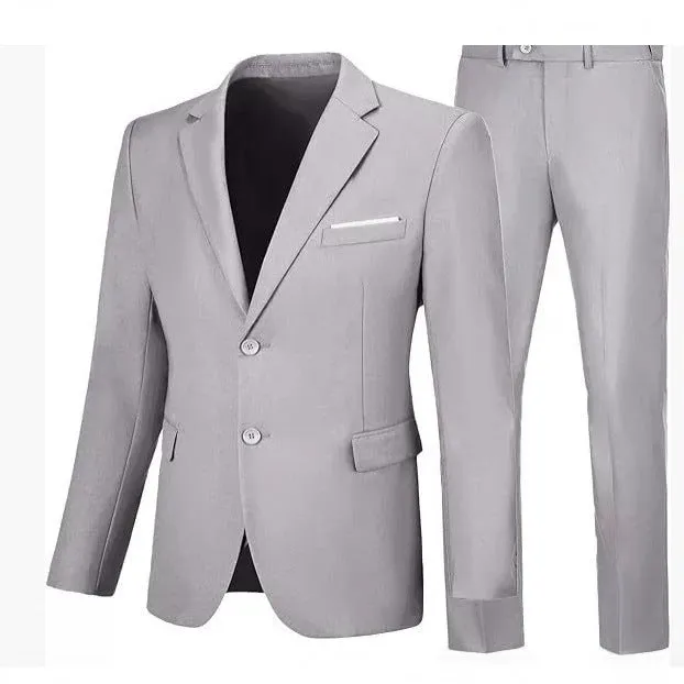 Men's slim fit viscose wedding dinner suit jacket set with matching trousers in five colours