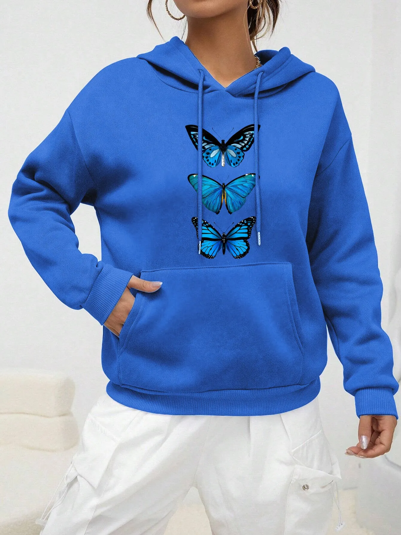 Sweet hooded long sleeve street hipster printed pullover sweatshirt for women in loose fit, polyester fabric, beige colour
