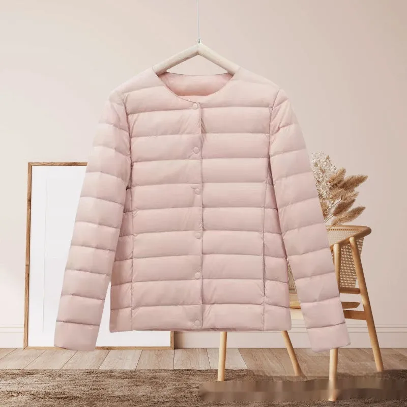 Women's lightweight cotton-padded jacket in solid colour, loose fit, long sleeves, autumn winter wear