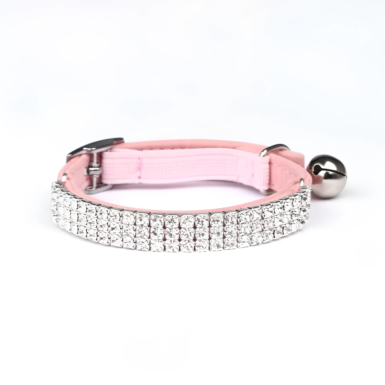 Red velvet suede cat collar with a central silver rhinestone, showing adjustable buckle on a 1cm wide band.