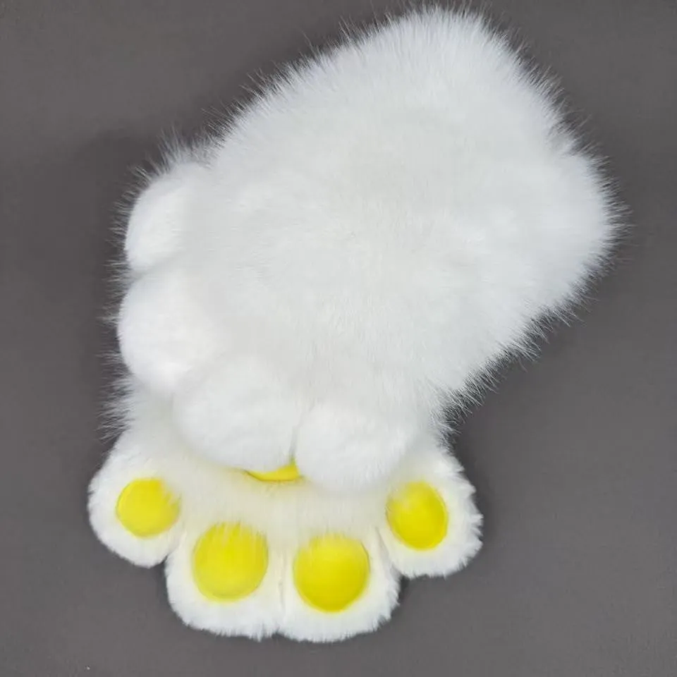 Colourful animal claw cosplay gloves in multiple two-tone colour options on a white background.