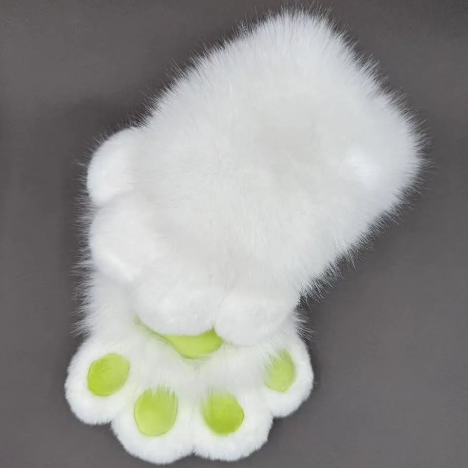Colourful animal claw cosplay gloves in multiple two-tone colour options on a white background.