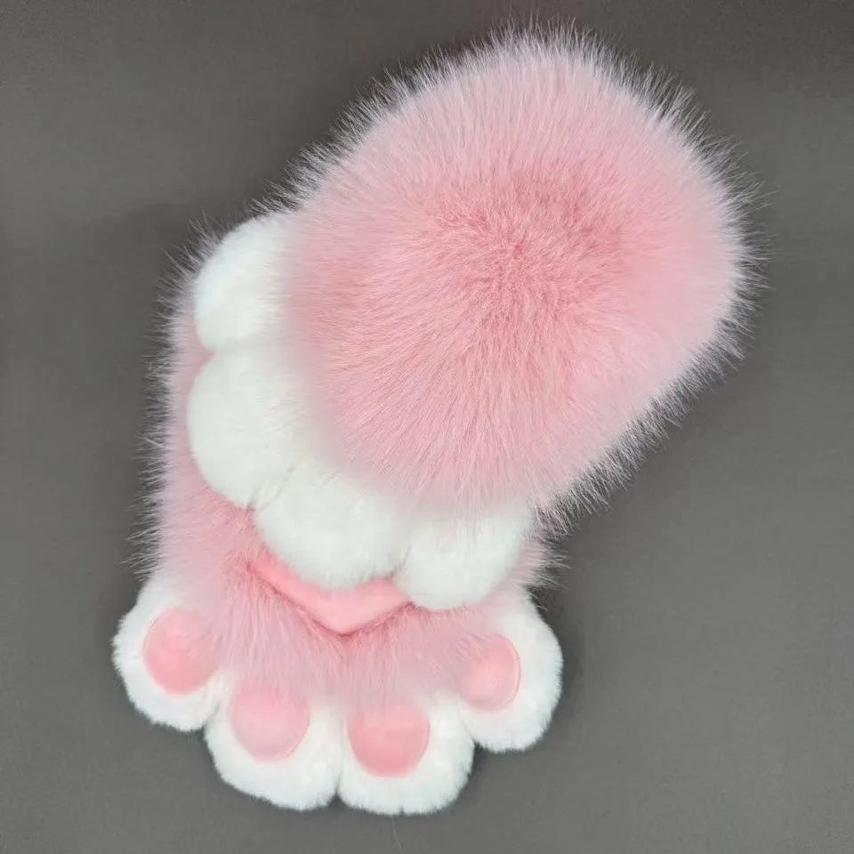 Colourful animal claw cosplay gloves in multiple two-tone colour options on a white background.