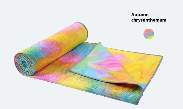 Non-slip microfiber yoga towel in tie-dye colours for exercise drape over mat