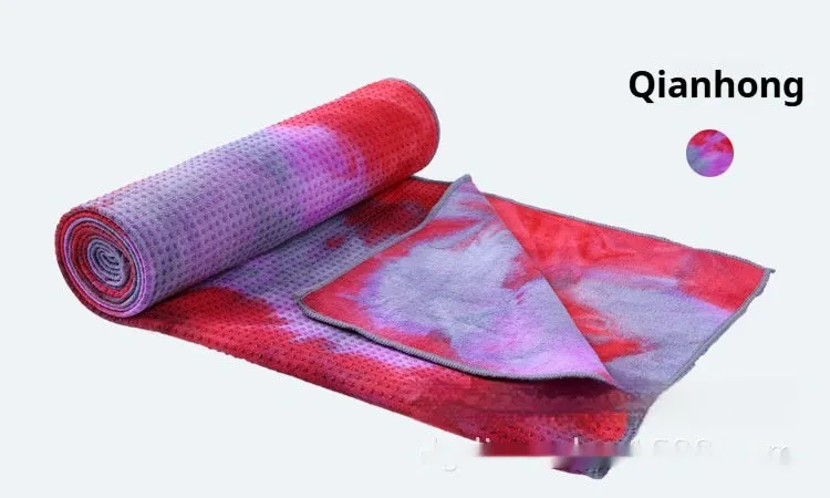 Non-slip microfiber yoga towel in tie-dye colours for exercise drape over mat
